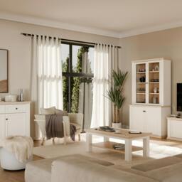 Rackhams Pontypool Large Rectangular Coffee Table with Shelf in White and Riva Oak - 43.4 x 116 x 60 cm - 1 - Wood - thumbnail 6