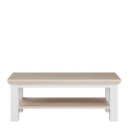 Rackhams Pontypool Large Rectangular Coffee Table with Shelf in White and Riva Oak - 43.4 x 116 x 60 cm - 1 - Wood - thumbnail 3