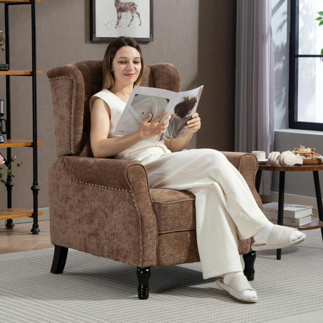Rackhams Manual Reclining Armchair Recliner with Footrest Beige - Brown - image 1