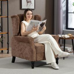 Rackhams Manual Reclining Armchair Recliner with Footrest Beige - Brown