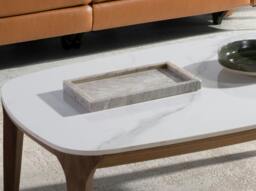 Rackhams Oval Porcelain Marble and Walnut Oval Table 2132 - thumbnail 5
