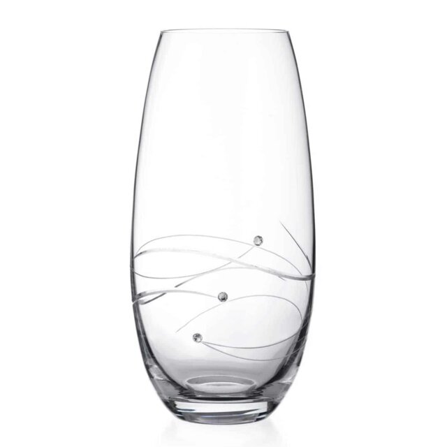 Rackhams Spiral Crystal Vase Adorned with Swarovski® Crystals - 25cm - Made From Premium Lead Free Crystal Glass
