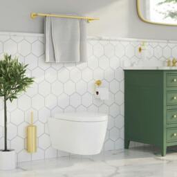 Rackhams Brushed Brass Toilet Brush and Holder - thumbnail 2