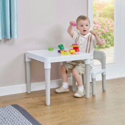Rackhams Kids Table and 1 Chair Set White & Grey - thumbnail 1