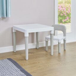 Rackhams Kids Table and 1 Chair Set White & Grey - thumbnail 2