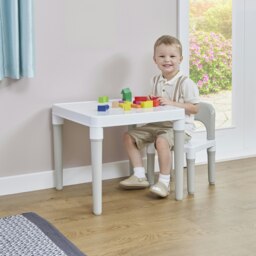 Rackhams Kids Table and 1 Chair Set White & Grey - thumbnail 3