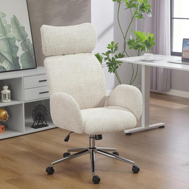 Rackhams Office Chair with Adjustable Headrest, Comfy Desk Chair, Dark Grey - Pale Grey