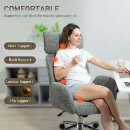 Rackhams Office Chair with Adjustable Headrest, Comfy Desk Chair, Dark Grey - Pale Grey - thumbnail 5