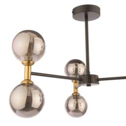 Rackhams Loxley 6 Light Black & Gold Semi Flush Ceiling Light - thumbnail 5