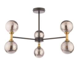 Rackhams Loxley 6 Light Black & Gold Semi Flush Ceiling Light - thumbnail 4