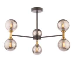 Rackhams Loxley 6 Light Black & Gold Semi Flush Ceiling Light - thumbnail 3