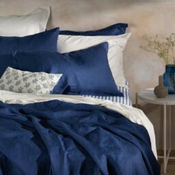 Rackhams Mediterranean Blue French Linen Pillowcases - Standard - Pair - Oxford - thumbnail 4