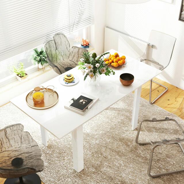 Rackhams Extendable Dining Table, Seats 4-6 People, High Gloss White - White - White - 80 - image 1