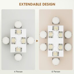Rackhams Extendable Dining Table, Seats 4-6 People, High Gloss White - White - White - 80 - thumbnail 4