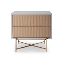 Rackhams Adriana Bedside Chests - White Wood - Natural Rattan (Synthetic) - Brushed Bronze - thumbnail 1