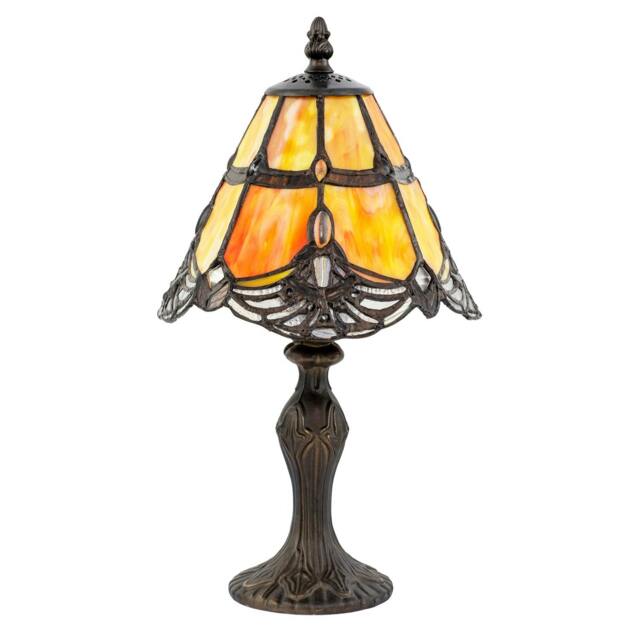 Rackhams Quirky and Petite Orange Stained Glass Tiffany Lamp with Clear Beads - image 1