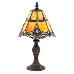 Rackhams Quirky and Petite Orange Stained Glass Tiffany Lamp with Clear Beads - thumbnail 1