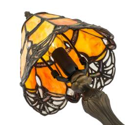 Rackhams Quirky and Petite Orange Stained Glass Tiffany Lamp with Clear Beads - thumbnail 4