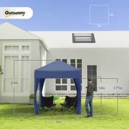 Rackhams 2mx2m Pop Up Gazebo Party Tent Canopy Marquee with Storage Bag Blue - Coffee - thumbnail 4