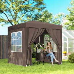 Rackhams 2mx2m Pop Up Gazebo Party Tent Canopy Marquee with Storage Bag Blue - Coffee