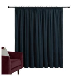 Rackhams Chenille Lined Pencil Pleat Curtains - Navy - 183cm x 117cm - Navy - 100% Polyester - thumbnail 3