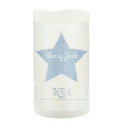 Rackhams Personalised Stitch & Dot Baby Boy Nightlight LED Candle - thumbnail 2