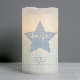 Rackhams Personalised Stitch & Dot Baby Boy Nightlight LED Candle - thumbnail 1