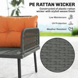 Rackhams 7 Seater Sectional Outdoor Furniture Set with Glass Top Dining Table - Orange - thumbnail 5