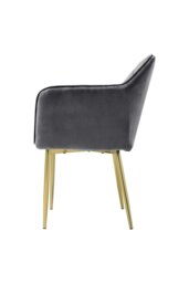 Rackhams Velvet Upholstered Dining Chair Dressing Chair Nail Chair 86cm - Grey - thumbnail 5