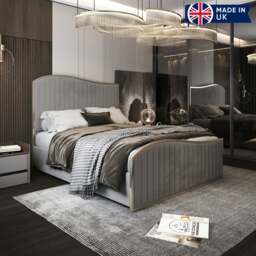 Rackhams Brixton Upholstered Soft Velvet Metal Bed Frame - Grey - Small double - Grey - thumbnail 5