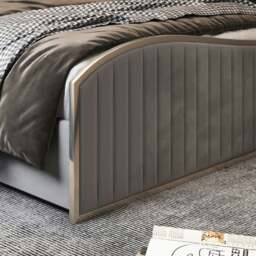 Rackhams Brixton Upholstered Soft Velvet Metal Bed Frame - Grey - Small double - Grey - thumbnail 3