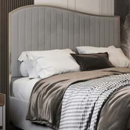 Rackhams Brixton Upholstered Soft Velvet Metal Bed Frame - Grey - Small double - Grey - thumbnail 2