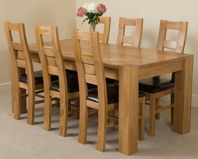 Rackhams Kuba Large Oak Dining Table with Yale Oak Chairs - Natural Oak - 6 chairs - image 1
