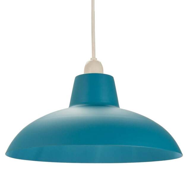 Rackhams Industrial Retro Designed Matt Teal Curved Metal Ceiling Pendant Light Shade - image 1
