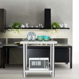 Rackhams 2 Tier Commercial Kitchen Prep and Work Stainless Steel Table - thumbnail 1