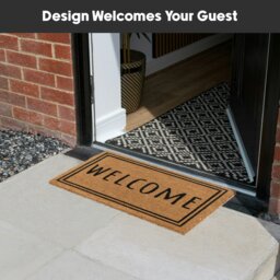 Rackhams Eco-Friendly Latex Backed Coir Entrance Doormat, 40x60cm - Welcome Border - 1 - Brown - thumbnail 6