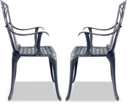 Rackhams Oshowa 2-Large Garden and Patio Bistro Chairs with Armrests in Cast Aluminium Grey - thumbnail 5