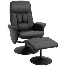 Rackhams PU Leather Armchair and Footrest Swivel Recliner - Brown - PU, Sponge, Metal - thumbnail 3