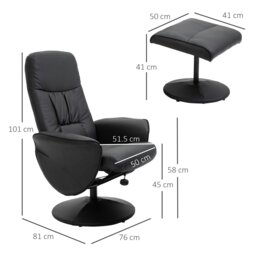 Rackhams PU Leather Armchair and Footrest Swivel Recliner - Brown - PU, Sponge, Metal - thumbnail 4