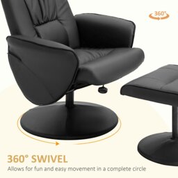 Rackhams PU Leather Armchair and Footrest Swivel Recliner - Brown - PU, Sponge, Metal - thumbnail 6