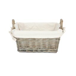 Rackhams Antique Wash Wicker Handled Lined Storage Basket - Medium - thumbnail 3
