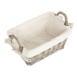 Rackhams Antique Wash Wicker Handled Lined Storage Basket - Medium - thumbnail 4