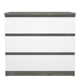 Rackhams Naia Chest of 3 Drawers in Concrete and White High Gloss - Grey & White - High Gloss - Melamine - thumbnail 2
