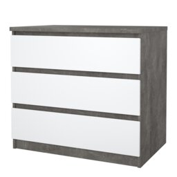 Rackhams Naia Chest of 3 Drawers in Concrete and White High Gloss - Grey & White - High Gloss - Melamine - thumbnail 3