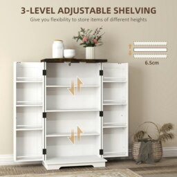 Rackhams Kitchen Cupboard Pantry Cabinet with Adjustable Shelves White - White - thumbnail 4