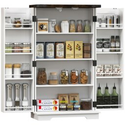 Rackhams Kitchen Cupboard Pantry Cabinet with Adjustable Shelves White - White - thumbnail 2