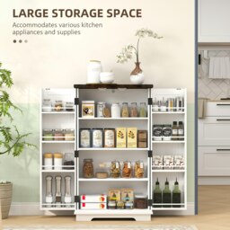 Rackhams Kitchen Cupboard Pantry Cabinet with Adjustable Shelves White - White - thumbnail 3