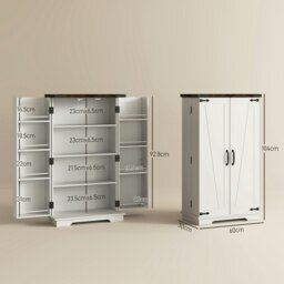 Rackhams Kitchen Cupboard Pantry Cabinet with Adjustable Shelves White - White - thumbnail 5