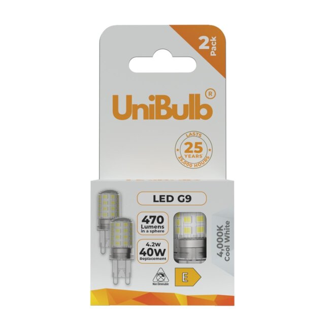 Rackhams LED G9 470lm 4.2W 4000K (Cool White) Light Bulb - Pack of 2 - image 1