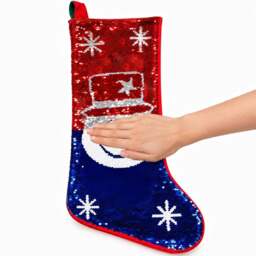 Rackhams 45cm Novelty 2-in-1 Snowman Sequin Christmas Stocking Sack, Red and White, Decorative Gift Storage - 45CM - White - Hanging decoration set